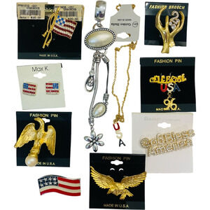 Mixed Wholesale Lot 10 Patriotic Brooches Earrings Necklace Pendant  New Jw940